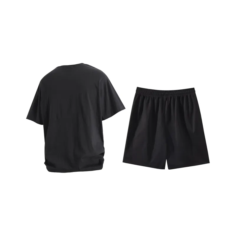 OGEK Casual Sportswear Unisex Black+Black Shorts-1
