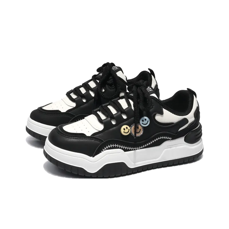Dawei's House Slip Resistant Cushioning Low Top Skateboard Shoes Women's Black-2