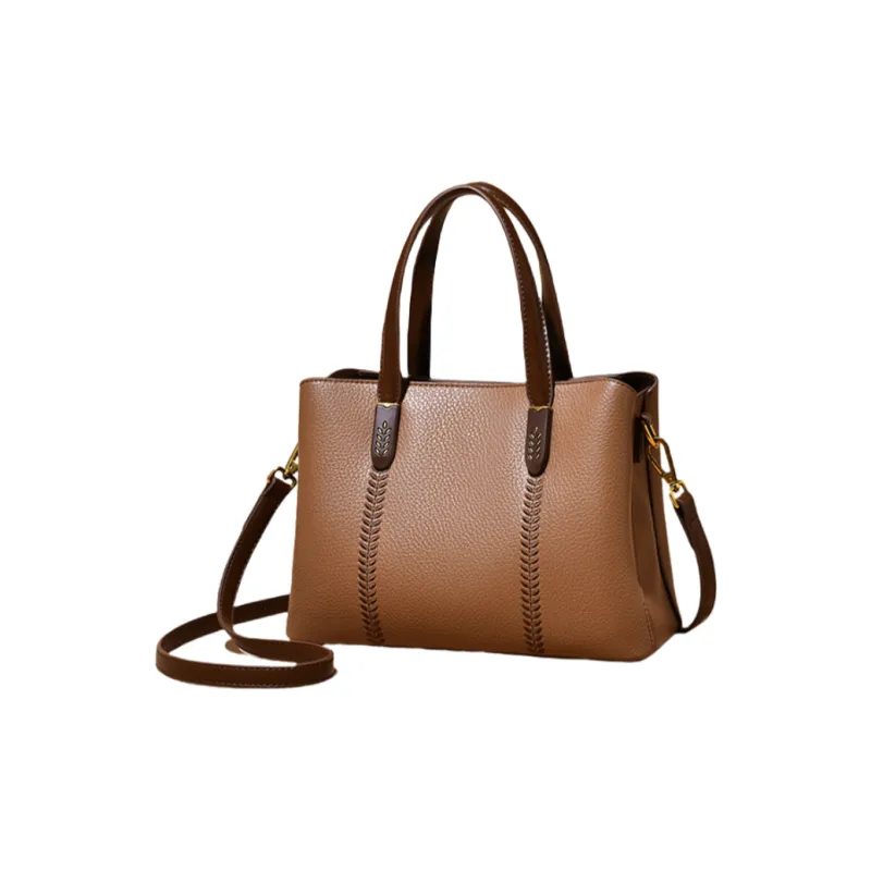 Versman PU Tote Bag Shopping Bag Shoulder Bag Crossbody Bag Handbag Regular Women's Chocolate/Apricot Khaki-1