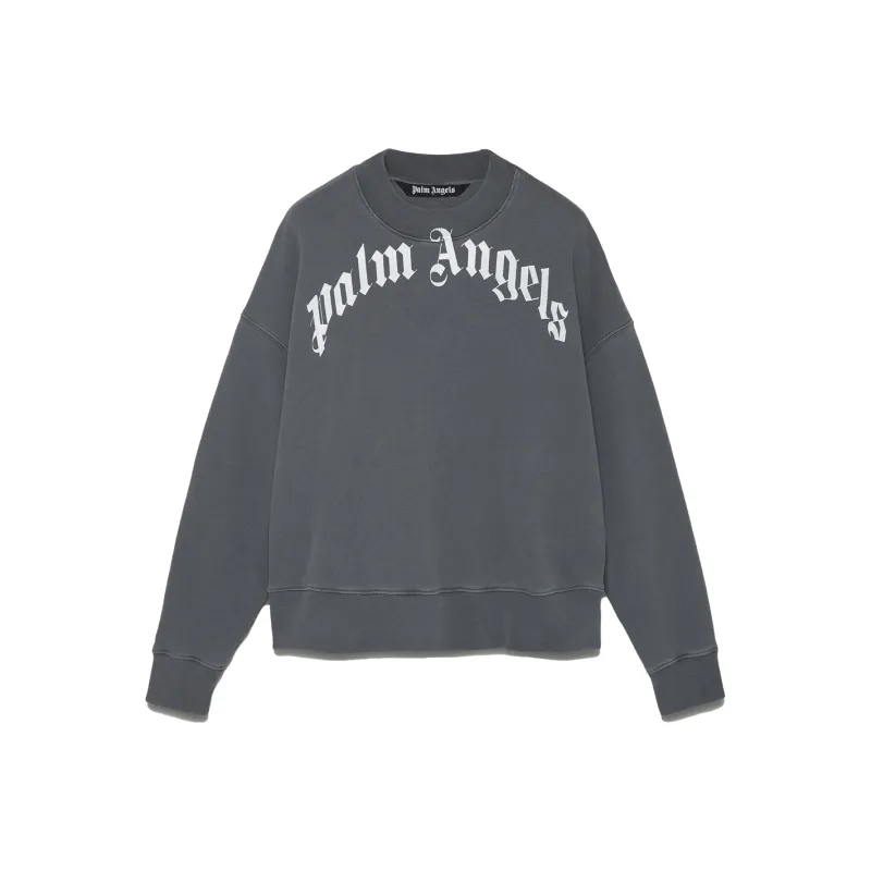 PALM ANGELS Curved Logo Crewneck-0
