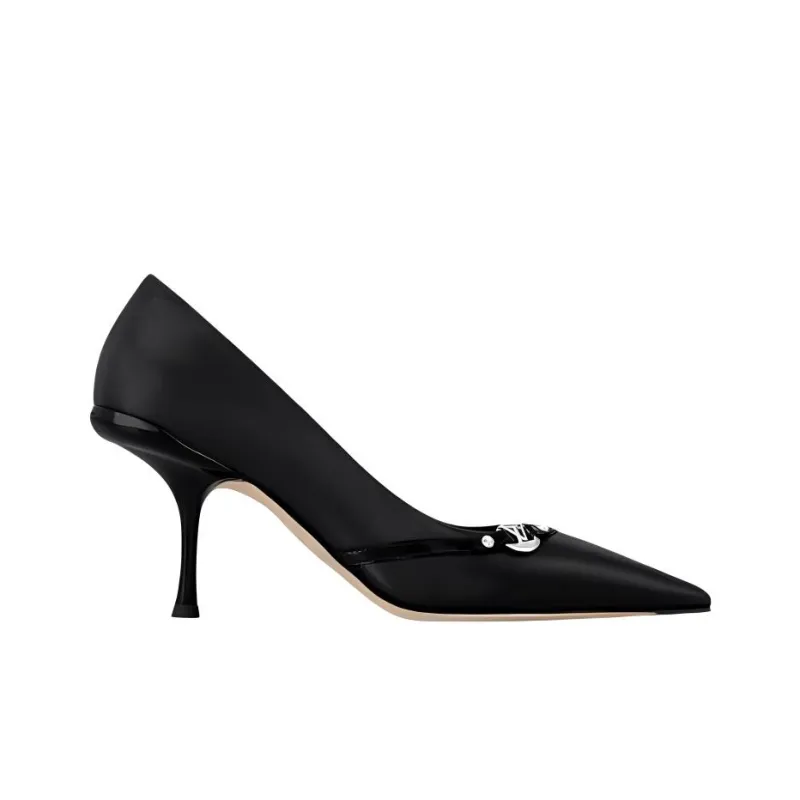LOUIS VUITTON 6AM Slim Heel High Heels 7.5cm Women's Black-1