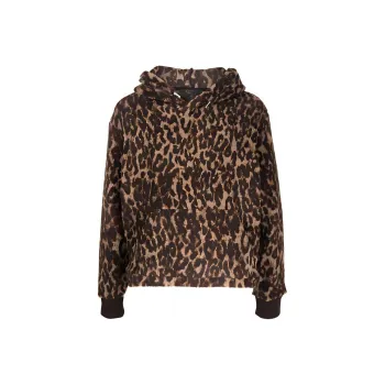 AMIRI Leopard Print Fleece Hoodie Sweatshirt