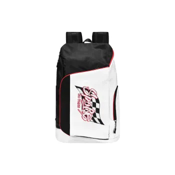 Spare No Pains. Polyester Backpack Unisex White & Black