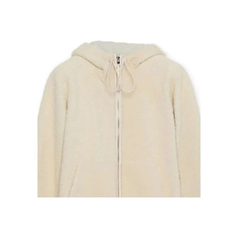 LOEWE Hooded Shearling Jacket 'Cream/Blue/Purple'-2
