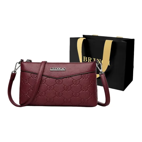 BRINCH PU Comfortable Fabric Handheld Crossbody Bag Shoulder Bag Women's Black/Burgundy