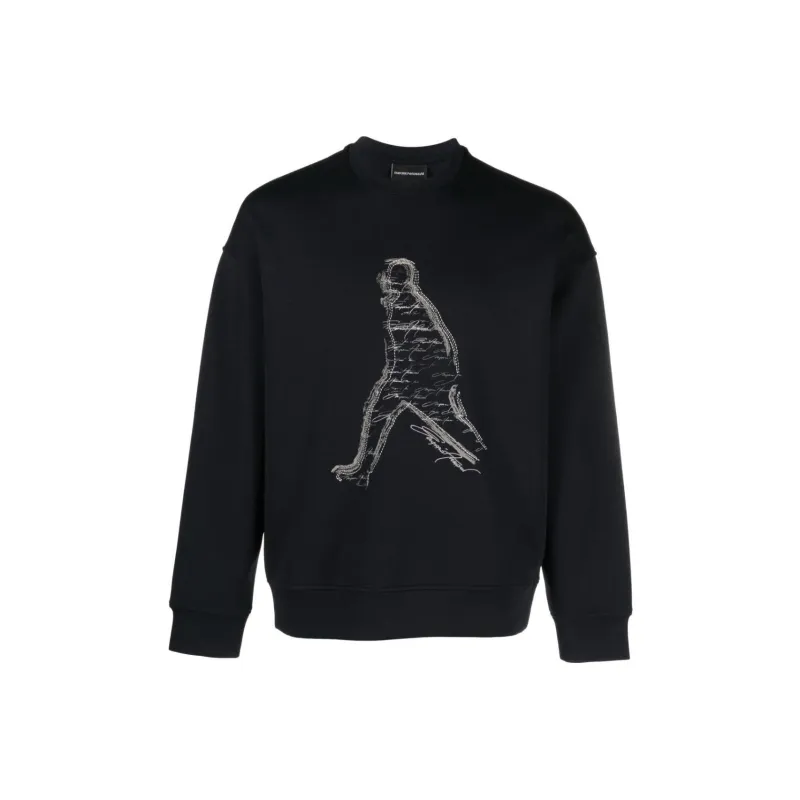 EMPORIO ARMANI Silhouette Printed Crew Neck Sweatshirt-0