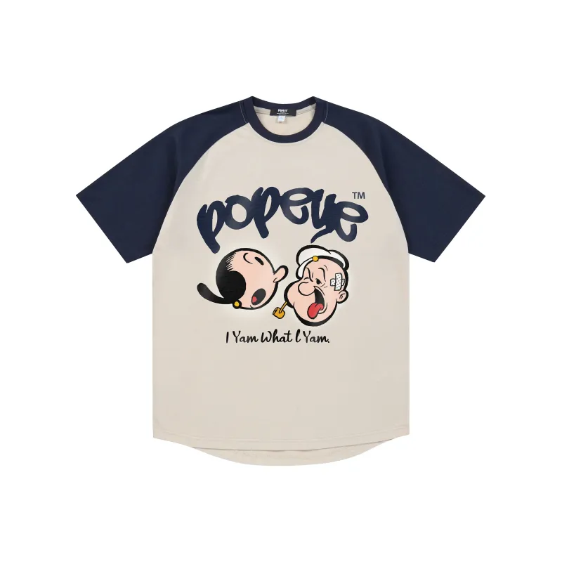 POPEYE Raglan Sleeve Loose Fit Casual Crew Neck Short Sleeved T Shirts Unisex-0