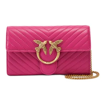 PINKO Love Bag Sheepskin Wallets Shoulder Bag Crossbody Bag Women's Rose Red