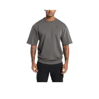 GYMSHARK POWER WASHED SHORT SLEEVE CREW T-Shirt Men's Onyx Gray