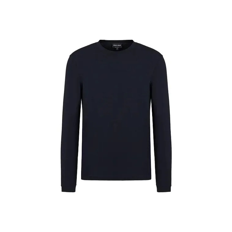 GIORGIO ARMANI Stretch Viscose Jersey Jumper With Crew Neck And Long Sleeves-0