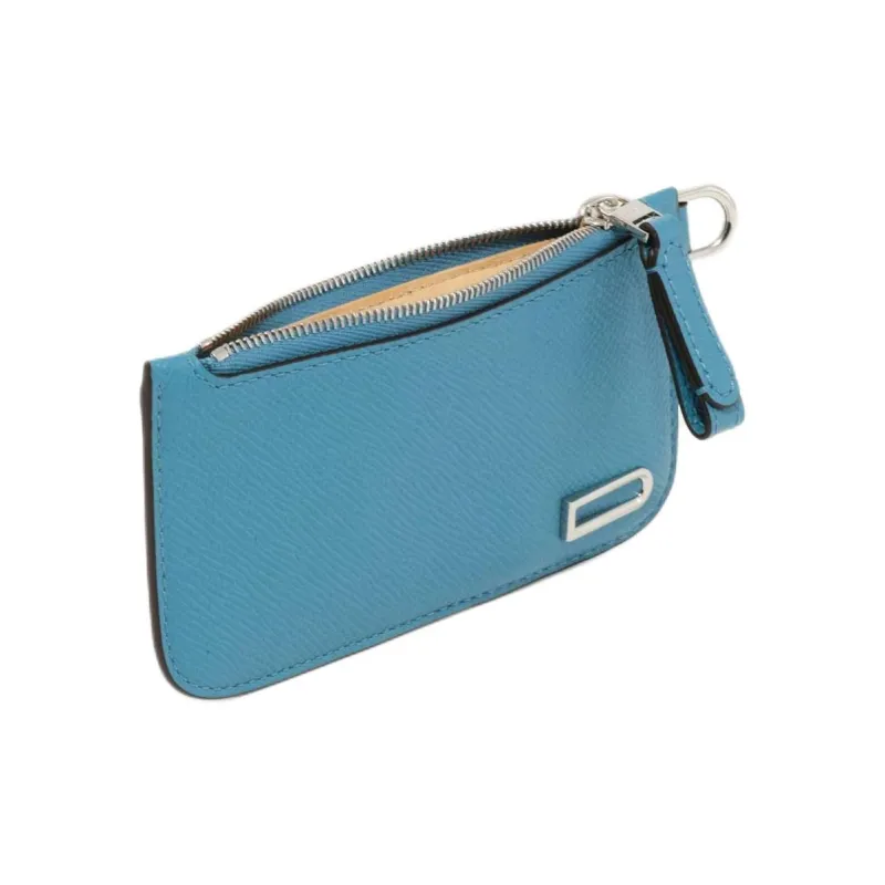 Delvau Alpina Calf Grain Calfskin Card Holder Women's Blue-1