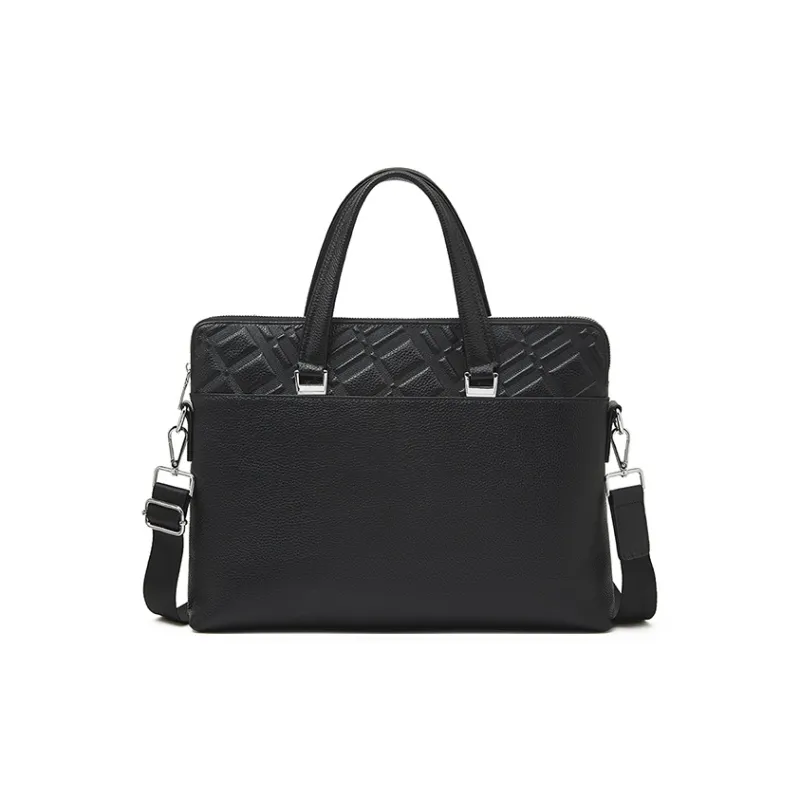 Old Man's Head Top Grain Cow Leather Briefcase Regular Men's Black-1