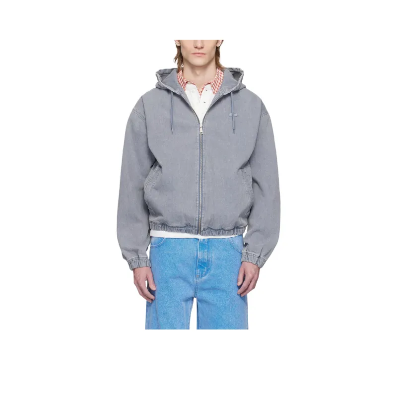LACOSTE Washed Effect Denim Jacket Men's Gray-0