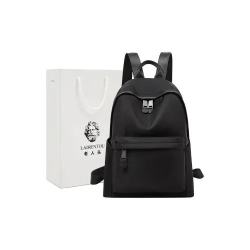 Old Man's Head Cow Leather Backpack Regular Women's Black
