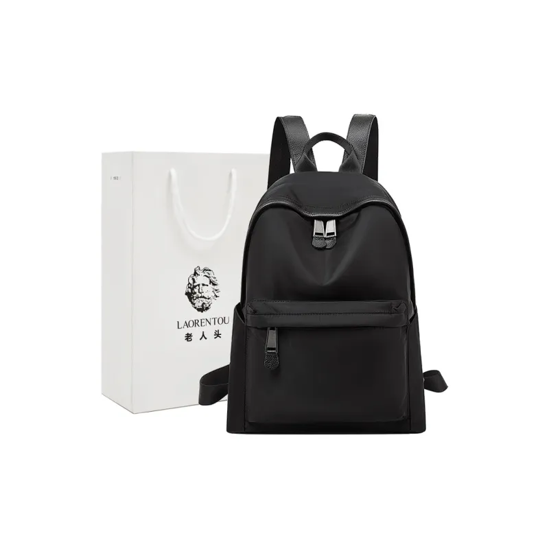 Old Man's Head Cow Leather Backpack Regular Women's Black-0