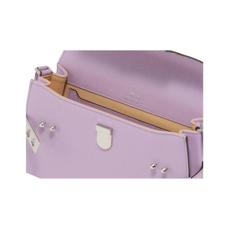 Delvau Tempête Alpina Calf Grain Calfskin Shoulder Bag Women's Purple-5