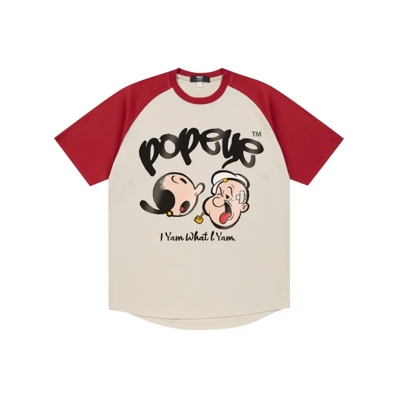 POPEYE Raglan Sleeve Loose Fit Casual Crew Neck Short Sleeved T Shirts Unisex-4