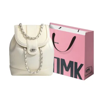 NOMK PU Bucket Bag Backpack Regular Women's Pearl White/Pearl Pink