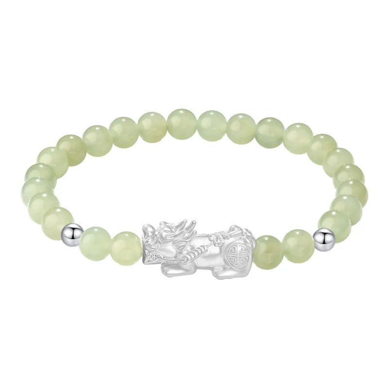 JINZHIFU Hetian Jade Bracelets Pale Greenish White Jade Unisex-0