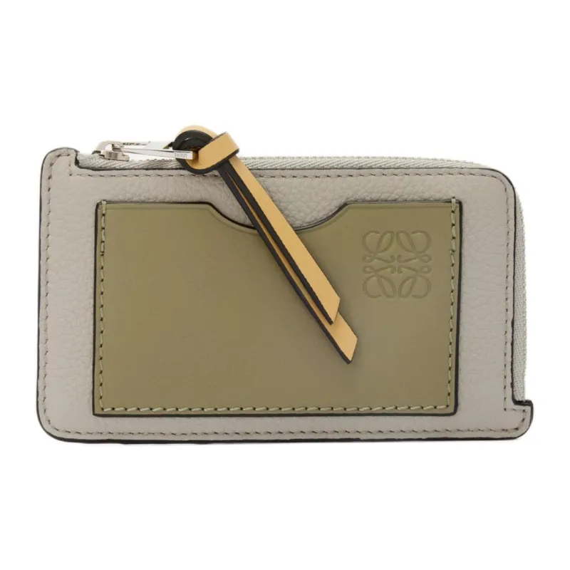 LOEWE Cow Leather Card Holder Women's Gray & Green-0