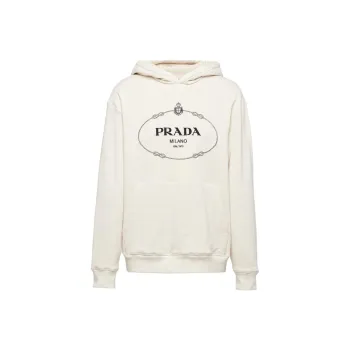 PRADA Logo Embroidered Long Sleeved Hoodie