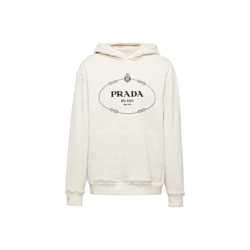 PRADA Logo Embroidered Long Sleeved Hoodie