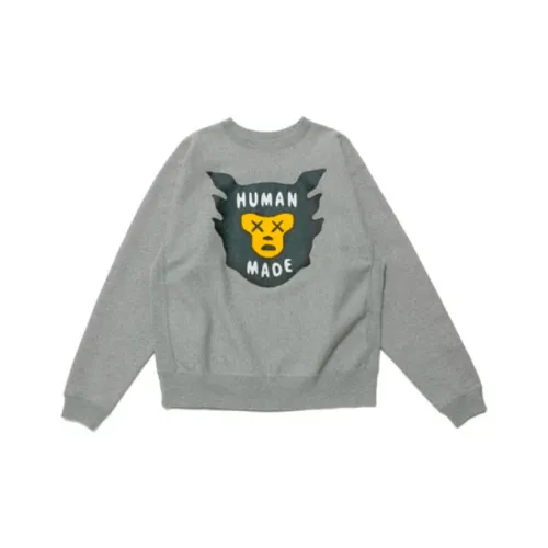 Kaws X HUMAN MADE HUMAN MADE X KAWS Co branded Series Sweatshirts Unisex Gray