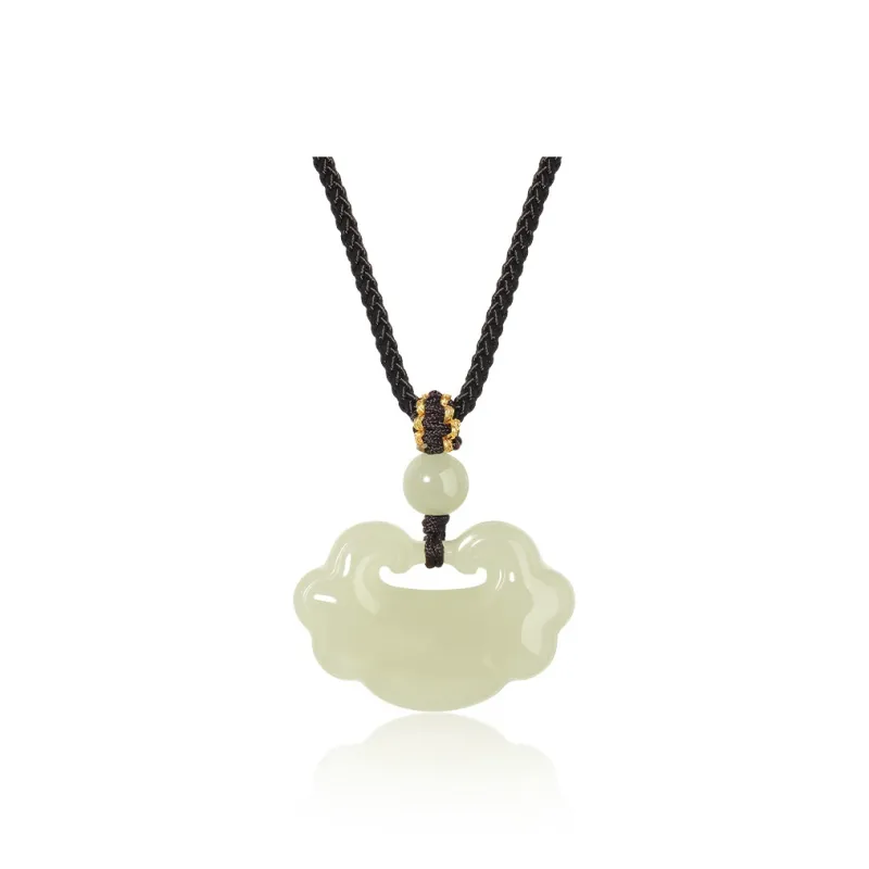 ZENGCAI Chinese Style Carving Auspicious Cloud Jade Pendant, Necklace Green Jade Women's-4