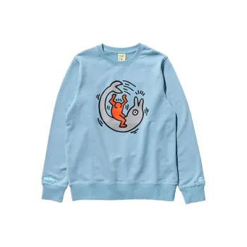 STAYREAL KAISIHALIN Crew Neck Loose Fit Regular Sweatshirt Unisex Light Blue