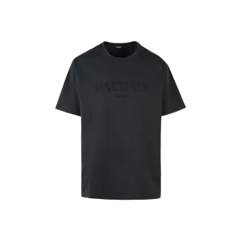 BALMAIN Logo Embroidered Crewneck T Shirt