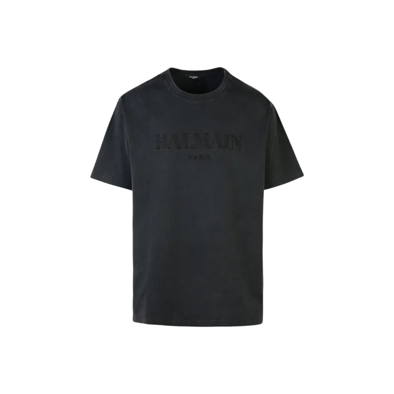 BALMAIN Logo Embroidered Crewneck T Shirt-0