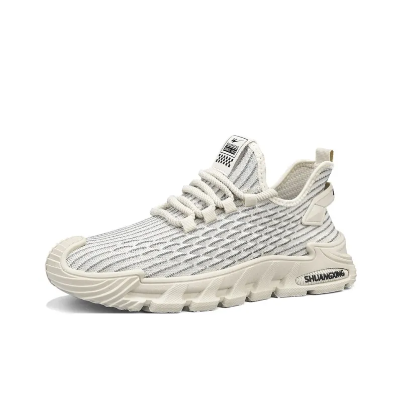Binary Lightweight, Breathable, And Slip Resistant Low Top Casual Shoes Men's Beige-2