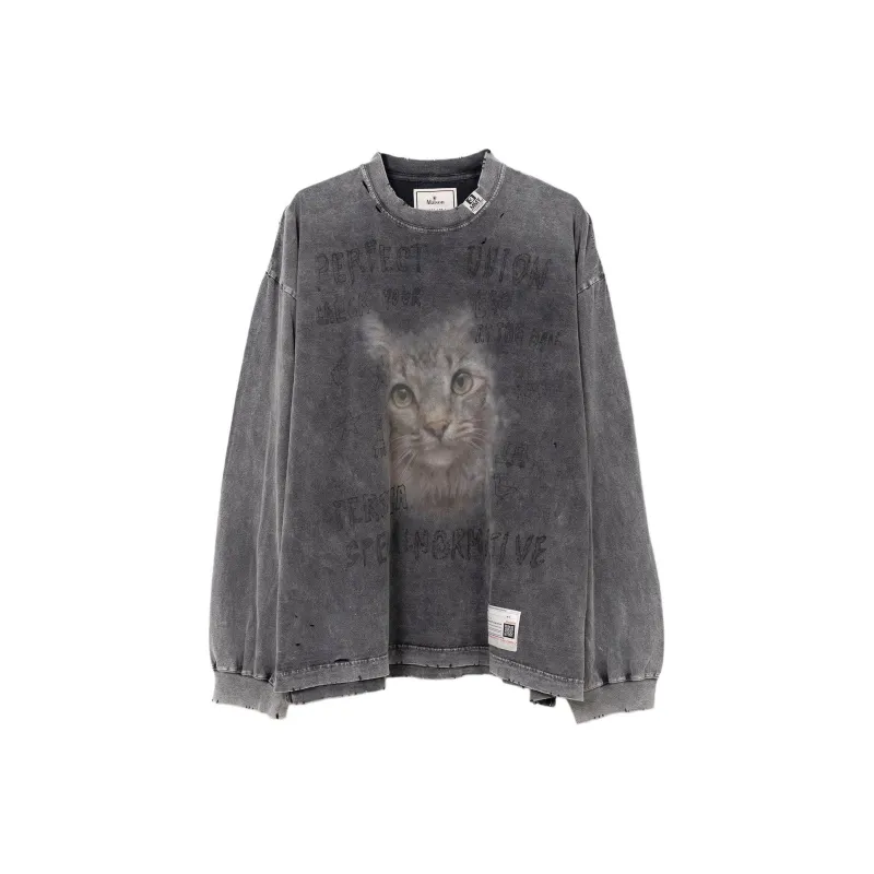 Maison Mihara Yasuhiro Bleached Cat print T shirt-0