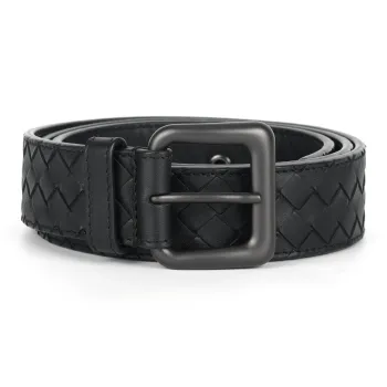 Bottega Veneta Cow Leather Leather Belts Men's Black Width  3.5cm