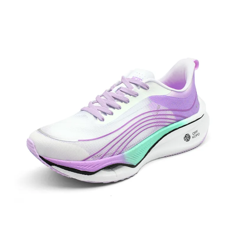 ALI THE FOX Cushioned Wear Resistant Breathable Impact Resistant Lightweight Low Top Running Shoes Men's White Purple-1