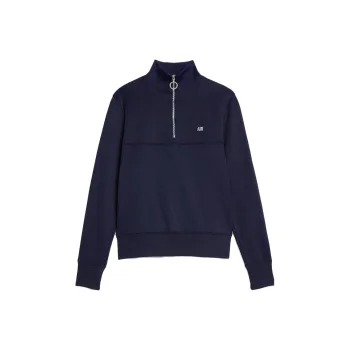 AMIPARIS Paris Striped Short Zip High Neck Sweatshirt