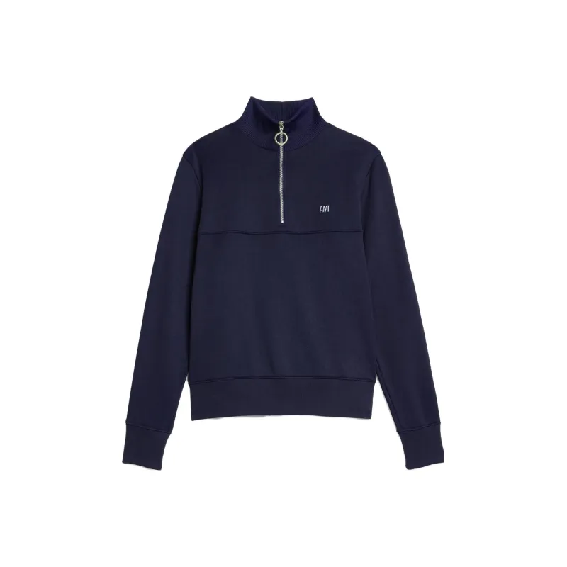 AMIPARIS Paris Striped Short Zip High Neck Sweatshirt-0