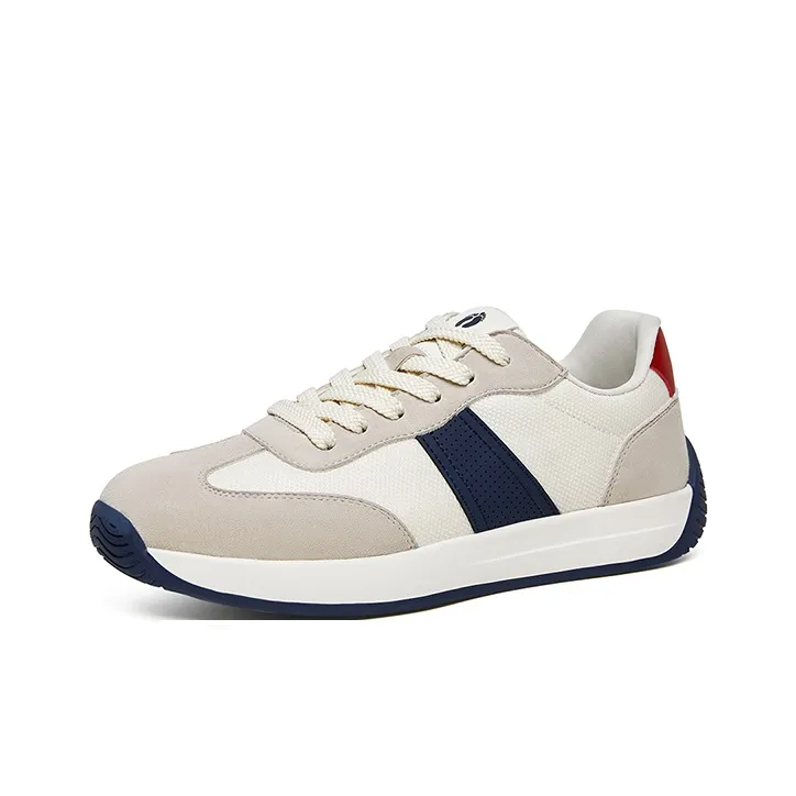 HANG TEN Classic Vintage Anti Slip And Wear Resistant Lightweight Rebound Low Top Casual Shoes Men's Beige Blue-1
