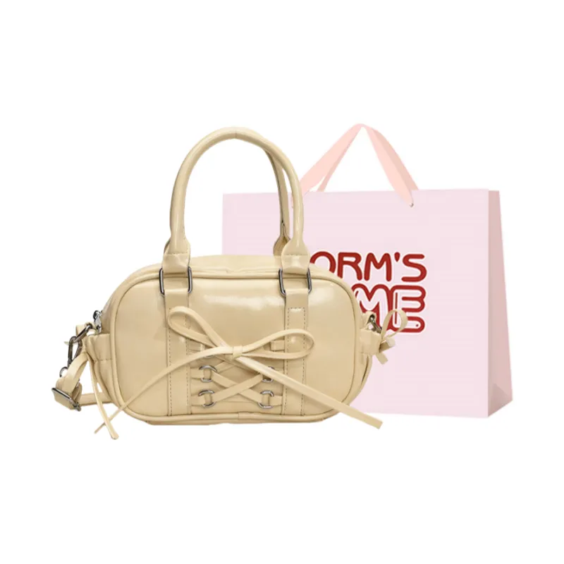 Worm's Home PU Handbag Regular Women's Pink/Ecru/Black/Blue-4