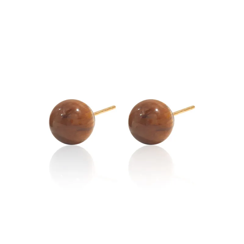 HELA DE HAI Natural Tiger's Eye Stone Stud Earrings Women's-14