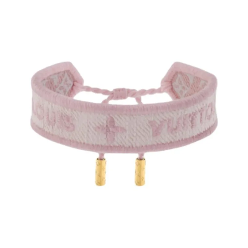 LOUIS VUITTON Denim Fabric Bangles Women's Pink-0