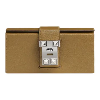 HERMES Medor Chamkila Goatskin Clutch Women's U8 Bronze Dore Copper Gold