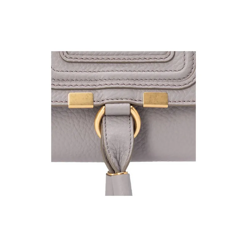 Chloe Marcie Calfskin Wallet Small Size Women's Gray-4