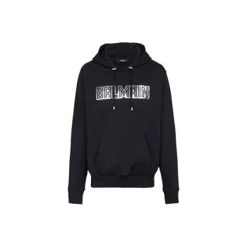 BALMAIN Silver Embossed Hoodie