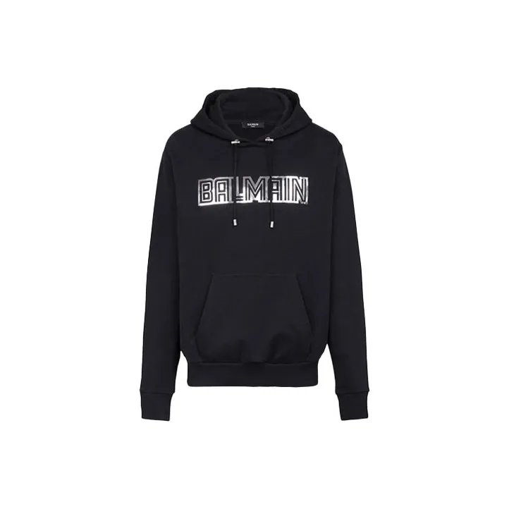 BALMAIN Silver Embossed Hoodie-0