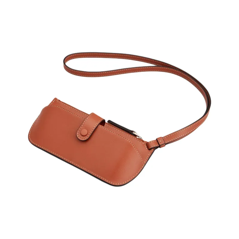 TOD'S Calfskin Eyeglass Pouch Trumpets Unisex Brown-2