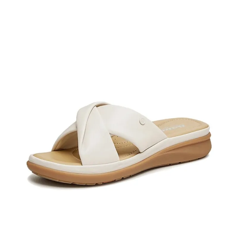 BATA Rubber Sole Leather Patchwork Slip Resistant Slide Slippers Women's-1