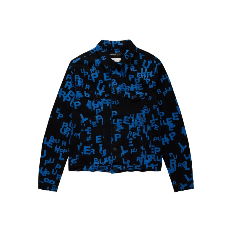 PURPLE BRAND Letters Screen Print Trucker Denim Jacket-0