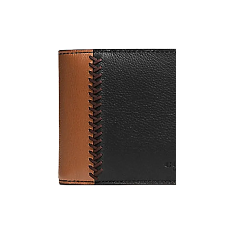 COACH 3 IN 1 Wallet Leather Bifold Clutch Wallet Cropped Men's Black & Brown-3
