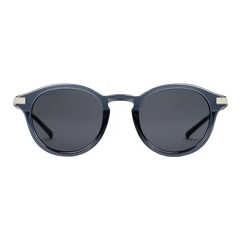 GUCCI Acetate Metal Irregular Shape Sunglasses Unisex Blue-0